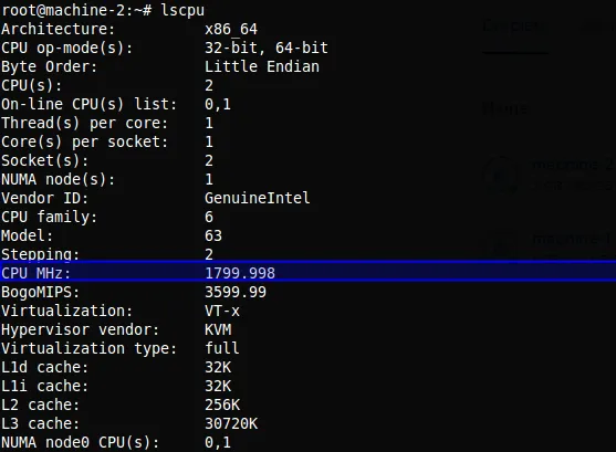 System architecture of benchmark Machine 2 — DigitalOcean droplet specifications